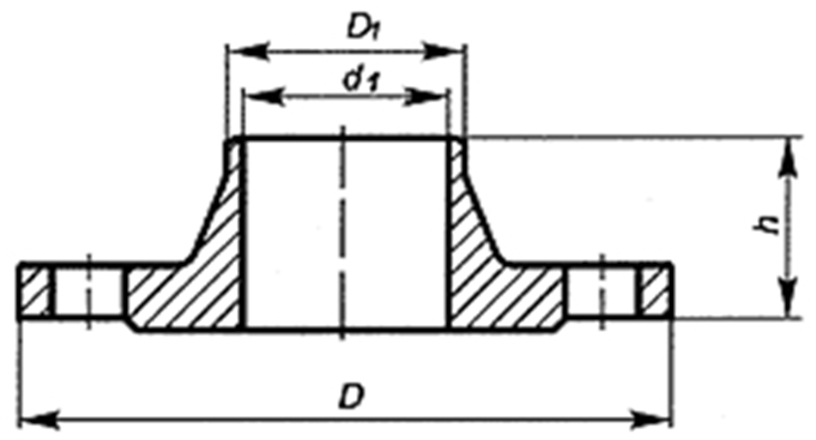 чертеж воротникового фланца с обозначением диаметров