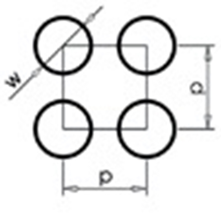 круглая перфорация с прямыми рядами отверстий